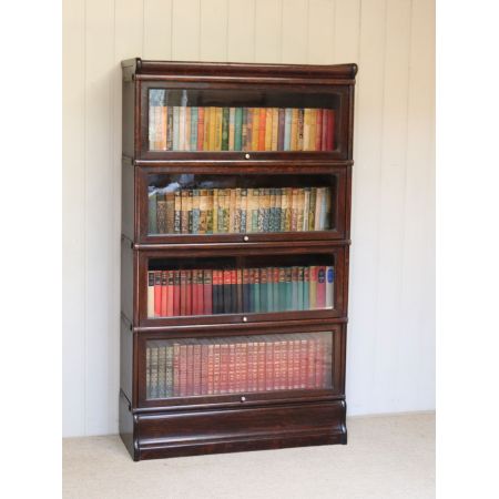 Antiker Globe Wernicke Bücherschrank aus dunklem Eichenholz