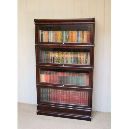 Antiker Globe Wernicke Bücherschrank aus dunklem Eichenholz