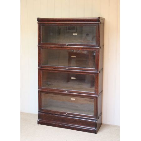 Antiker Globe Wernicke Bücherschrank aus dunklem Eichenholz