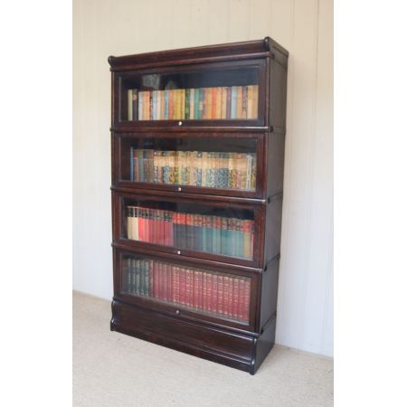 Antiker Globe Wernicke Bücherschrank aus dunklem Eichenholz