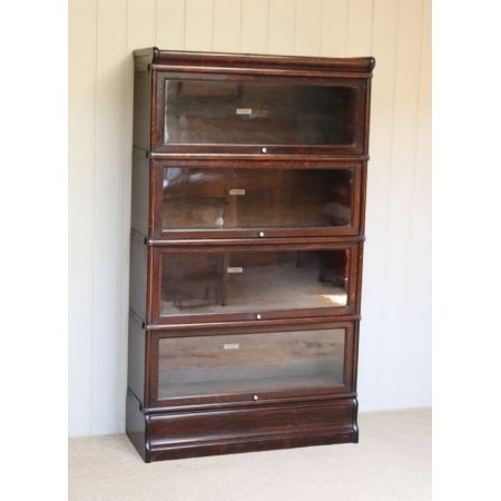 Antiker Globe Wernicke Bücherschrank aus dunklem Eichenholz