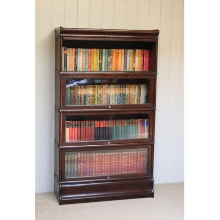 Antiker Globe Wernicke Bücherschrank aus dunklem Eichenholz