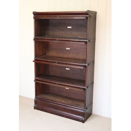 Antiker Globe Wernicke Bücherschrank aus dunklem Eichenholz