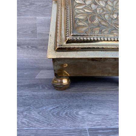 Antike hochwertige Messing-Kohle-Box mit originaler Auskleidung und Kohleschaufel