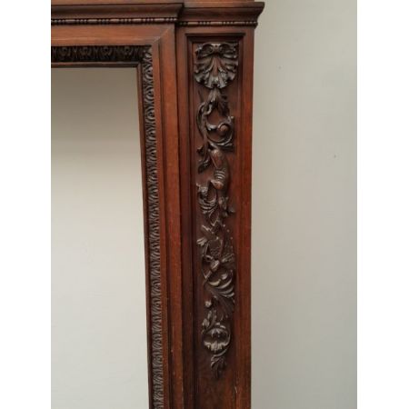 Antike viktorianische geschnitzte Eichenholz Kaminumrandung