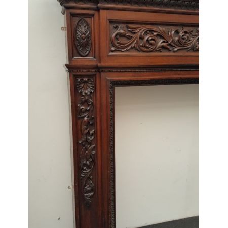 Antike viktorianische geschnitzte Eichenholz Kaminumrandung