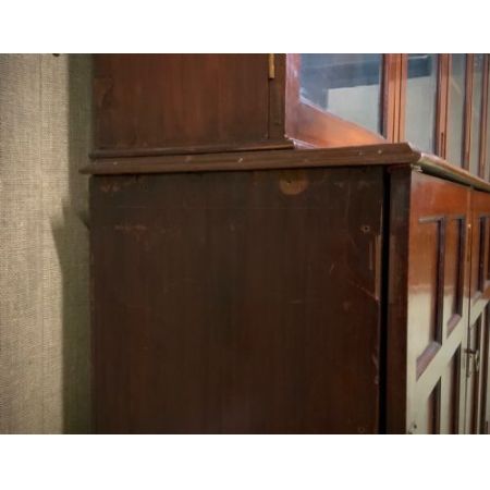 Antiker, sehr großer sechstüriger Bücherschrank aus massivem Mahagoni