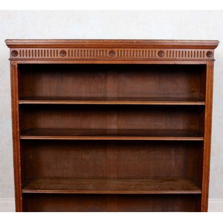 Antikes geschnitztes Eichenholz Bücherregal aus der edwardianischen Epoche