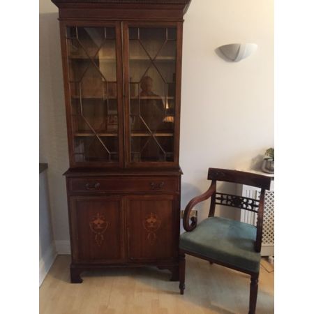 Antiker Inlaid Bücherschrank im Sheraton Revival Stil