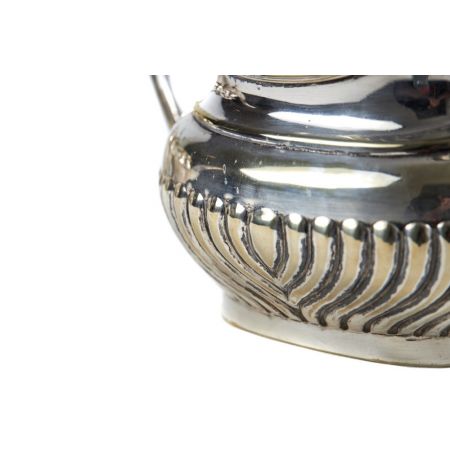 Viktorianisches, dreiteiliges Teeservice versilbert, antik 19. Jahrhundert