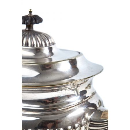 Viktorianisches, dreiteiliges Teeservice versilbert, antik 19. Jahrhundert