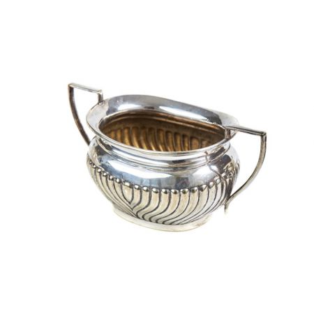 Viktorianisches, dreiteiliges Teeservice versilbert, antik 19. Jahrhundert