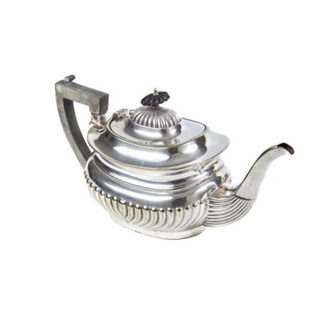 Viktorianisches, dreiteiliges Teeservice versilbert, antik 19. Jahrhundert