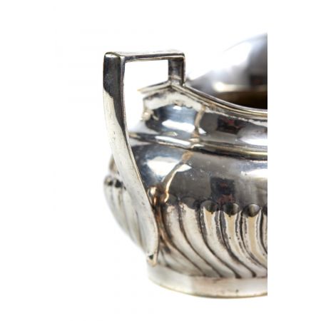 Viktorianisches, dreiteiliges Teeservice versilbert, antik 19. Jahrhundert