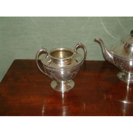 Antikes, vierteiliges Tee-/Kaffeeservice 19. Jahrhundert