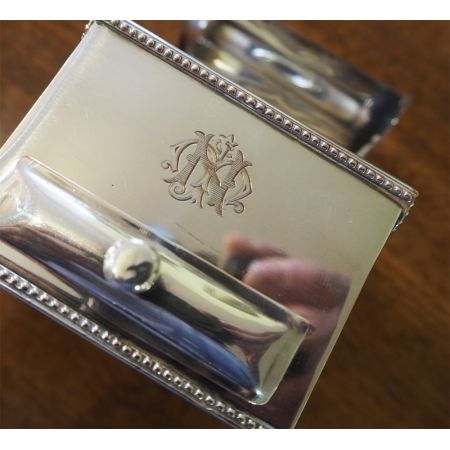 Antiker versilberter Schreibtisch / Tintenständer