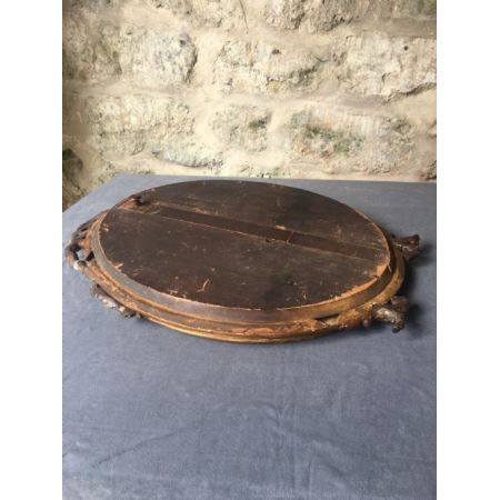 Antiker, ovaler, vergoldeter, gerahmter Spiegel aus dem 19. Jahrhundert