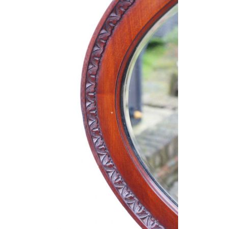 Großer ovaler Mahagoni Wand oder Overmantle Spiegel aus dem frühen 20. Jahrhundert