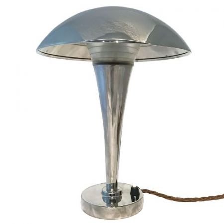 Art-Deco Nickel Tischlampe von claude-paz et silva