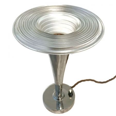 Art-Deco Nickel Tischlampe von claude-paz et silva