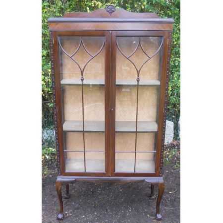 Antike edwardianische Porzellan Vitrine aus massivem Mahagoni