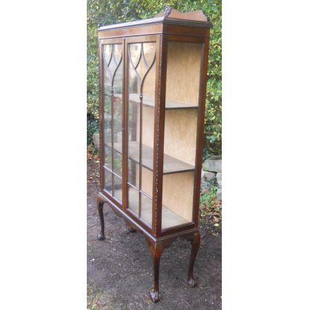 Antike edwardianische Porzellan Vitrine aus massivem Mahagoni