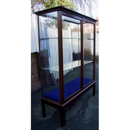 Antike freistehende edwardianische Ladenvitrine aus Mahagoni