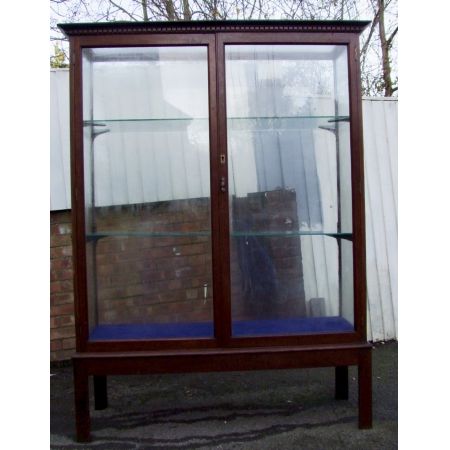 Antike freistehende edwardianische Ladenvitrine aus Mahagoni