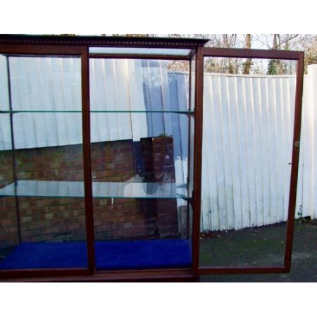 Antike freistehende edwardianische Ladenvitrine aus Mahagoni