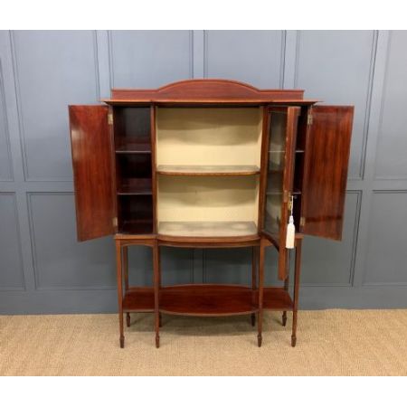 Antike Inlaid Vitrine aus Mahagoni im Kunsthandwerk Stil