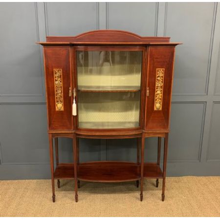 Antike Inlaid Vitrine aus Mahagoni im Kunsthandwerk Stil