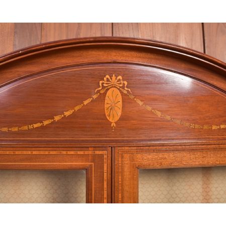 Antike edwardianische eingelegte Mahagoni Vitrine