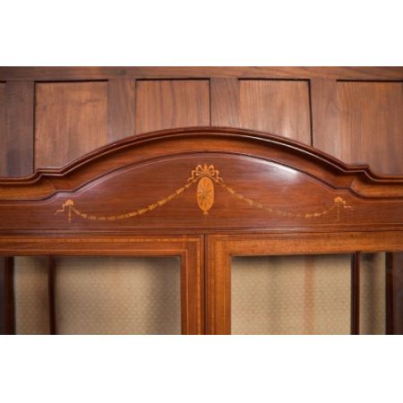 Antike edwardianische eingelegte Mahagoni Vitrine