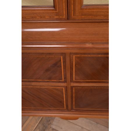 Antike edwardianische eingelegte Mahagoni Vitrine