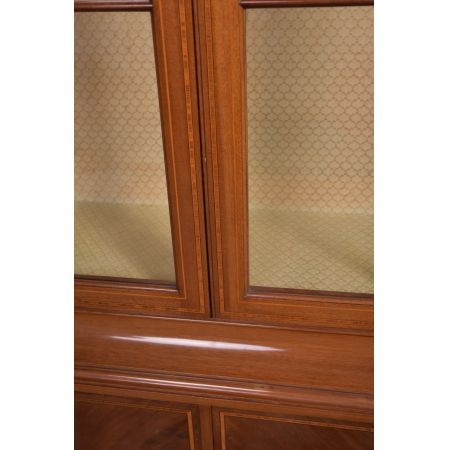 Antike edwardianische eingelegte Mahagoni Vitrine