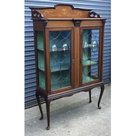 Antike Inlaid Mahagoni Vitrine im Jugendstil