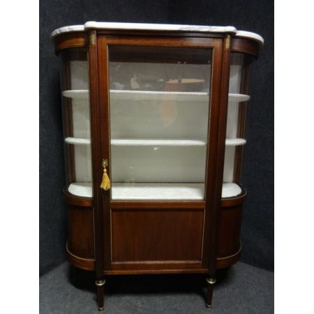 Antike elegante Messingvitrine aus Mahagoni