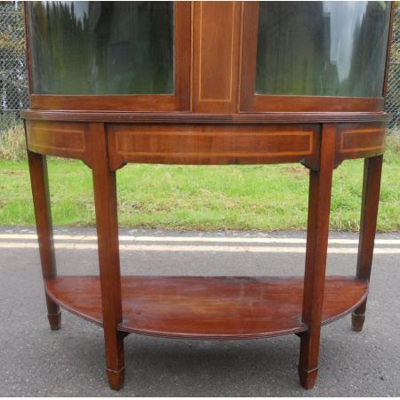 Antike edwardianische Inlaid Mahagoni-Bowfront Vitrine