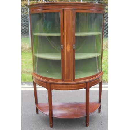 Antike edwardianische Inlaid Mahagoni-Bowfront Vitrine