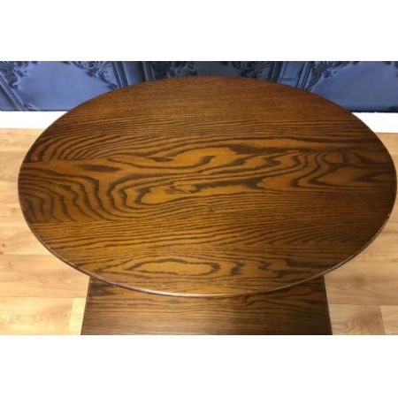 Antikes Tischset aus drei ovalen Tischen aus Eiche Massivholz 1920