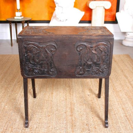 Edwardianischer arts & crafts Konsolentisch mit aufklappbaren Seiten aus Eiche Massivholz antik 1900