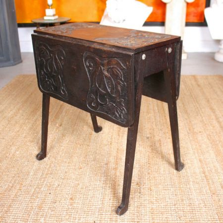 Edwardianischer arts & crafts Konsolentisch mit aufklappbaren Seiten aus Eiche Massivholz antik 1900