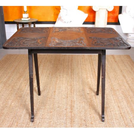 Edwardianischer arts & crafts Konsolentisch mit aufklappbaren Seiten aus Eiche Massivholz antik 1900