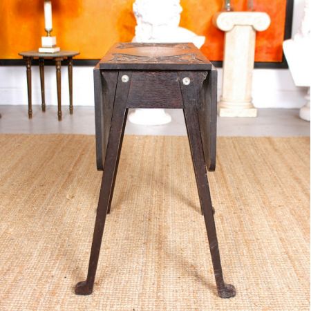 Edwardianischer arts & crafts Konsolentisch mit aufklappbaren Seiten aus Eiche Massivholz antik 1900