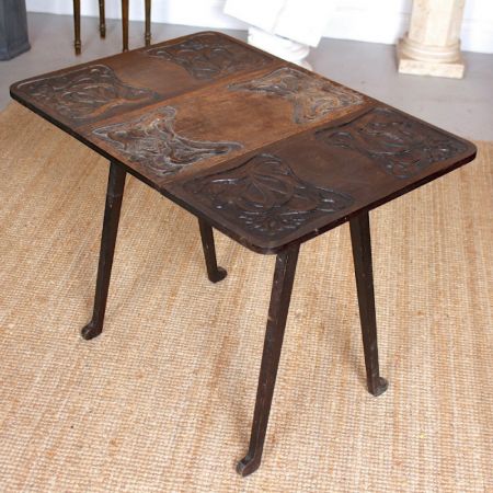 Edwardianischer arts & crafts Konsolentisch mit aufklappbaren Seiten aus Eiche Massivholz antik 1900