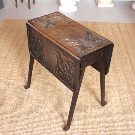 Edwardianischer arts & crafts Konsolentisch mit aufklappbaren Seiten aus Eiche Massivholz antik 1900