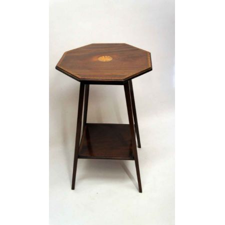 Antiker edwardianischer achteckiger Inlaid Wein- oder Beistelltisch aus massivem Mahagoni