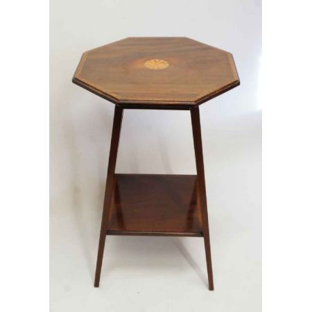 Antiker edwardianischer achteckiger Inlaid Wein- oder Beistelltisch aus massivem Mahagoni