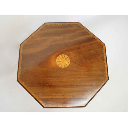 Antiker edwardianischer achteckiger Inlaid Wein- oder Beistelltisch aus massivem Mahagoni