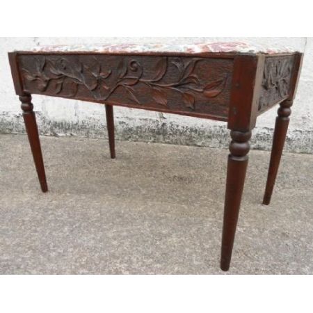 Antiker viktorianischer geschnitzter Sitzhocker aus Eichenholz